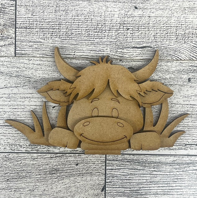 Highland Cow Basket Inserts - unpainted wood cutouts, ready for you to paint