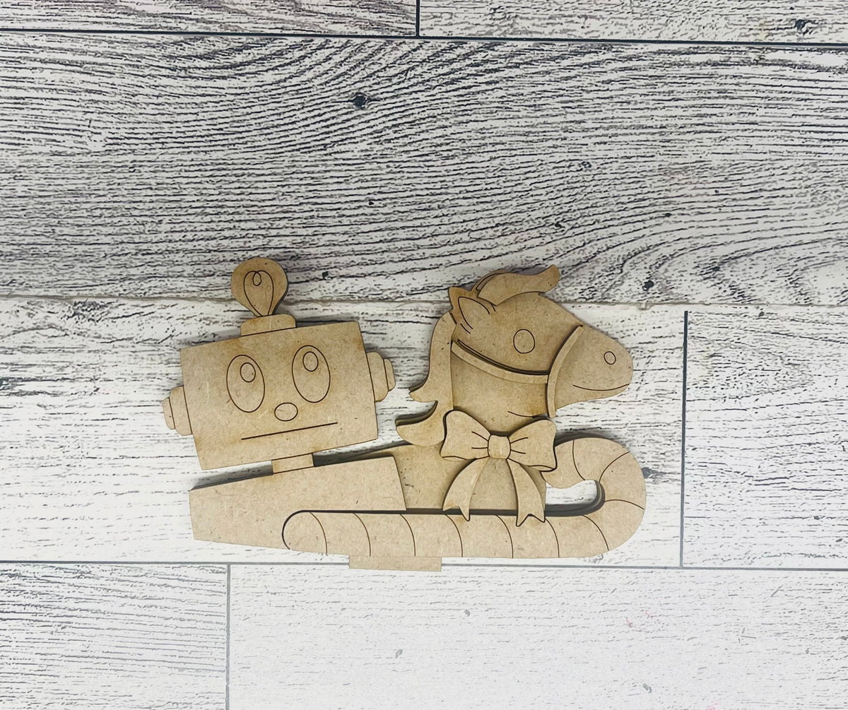 Christmas Toys Basket Inserts - unpainted wood cutouts, ready for you to paint