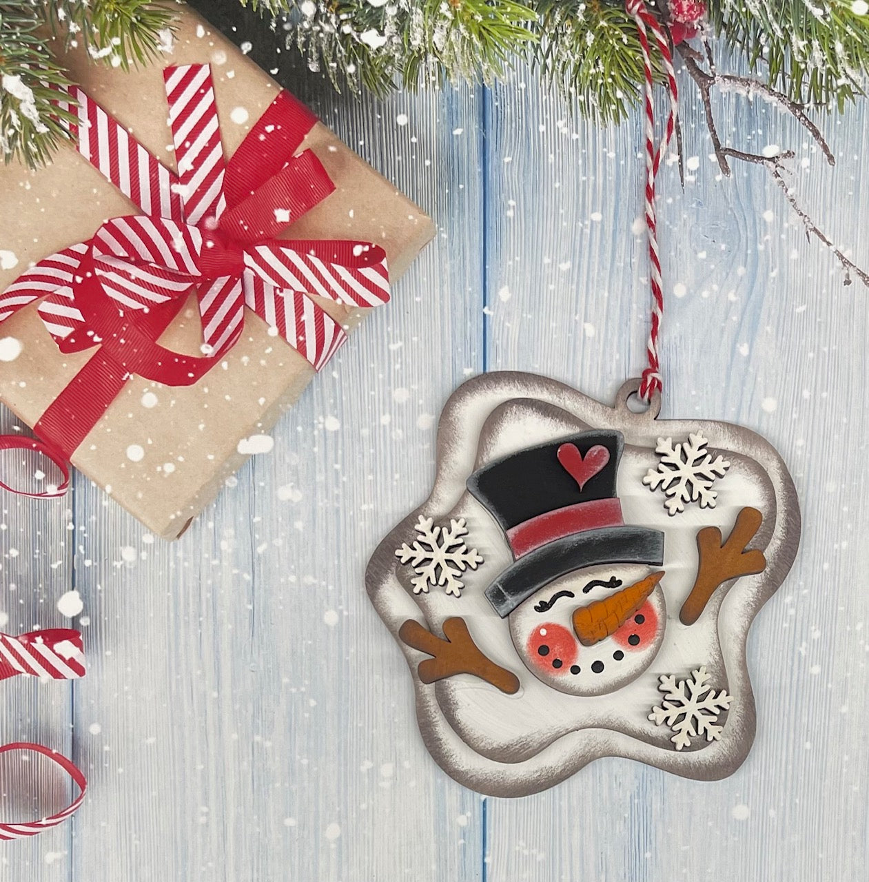 Painted Melting Snowman Ornament