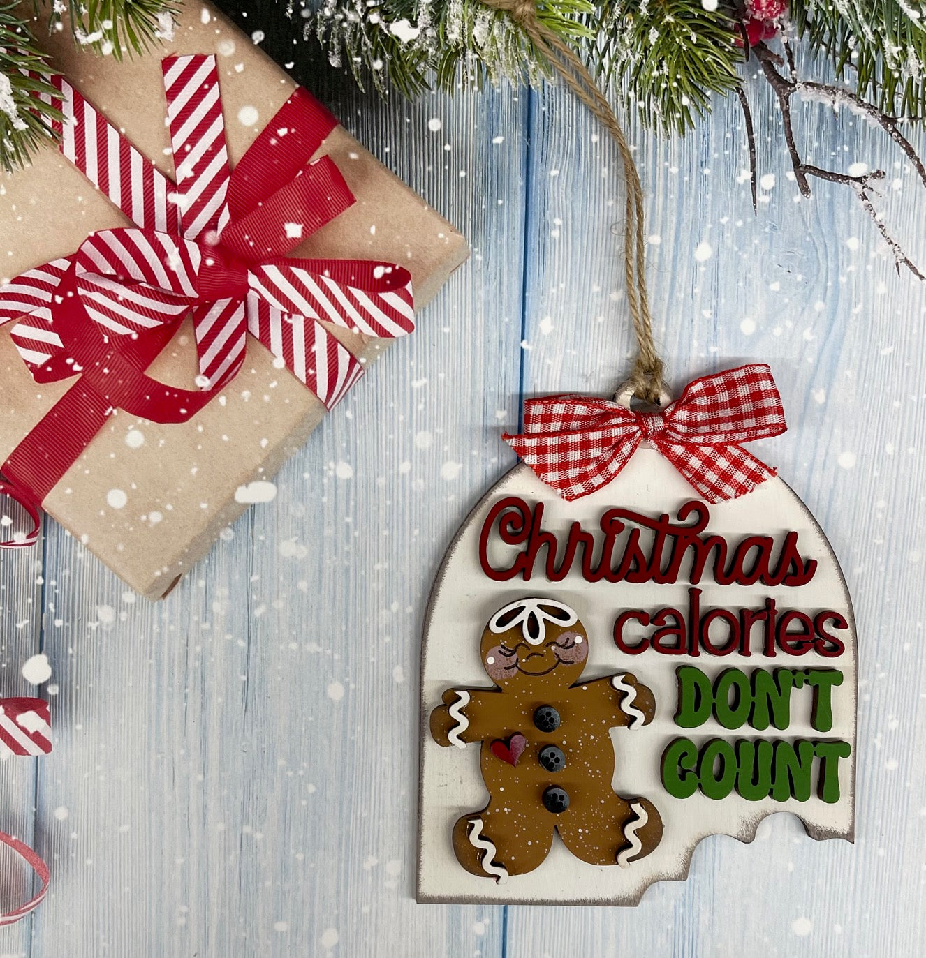 Painted Christmas Calories Don't Count Ornament