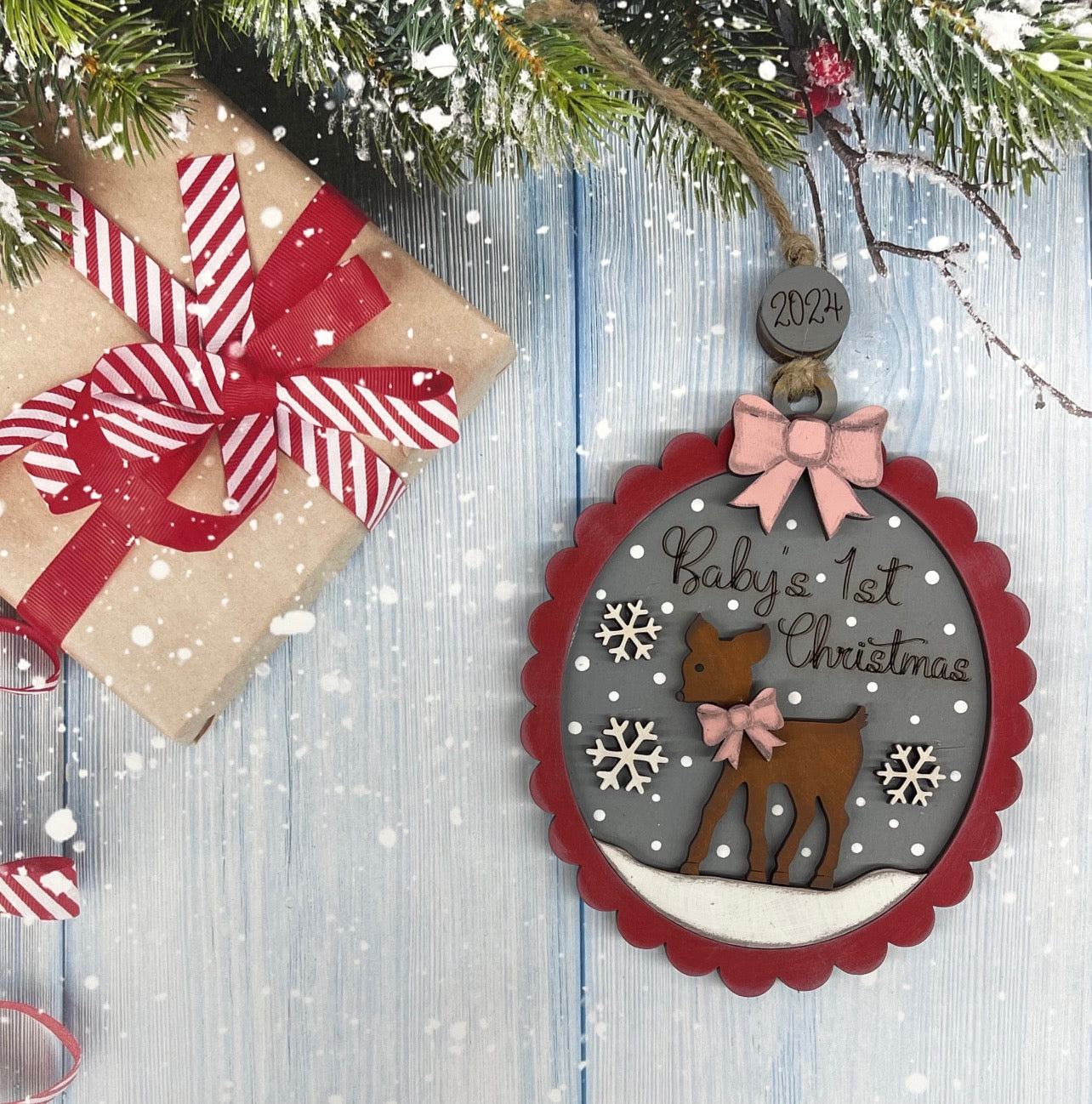 Painted Girl Baby's First Christmas Ornament