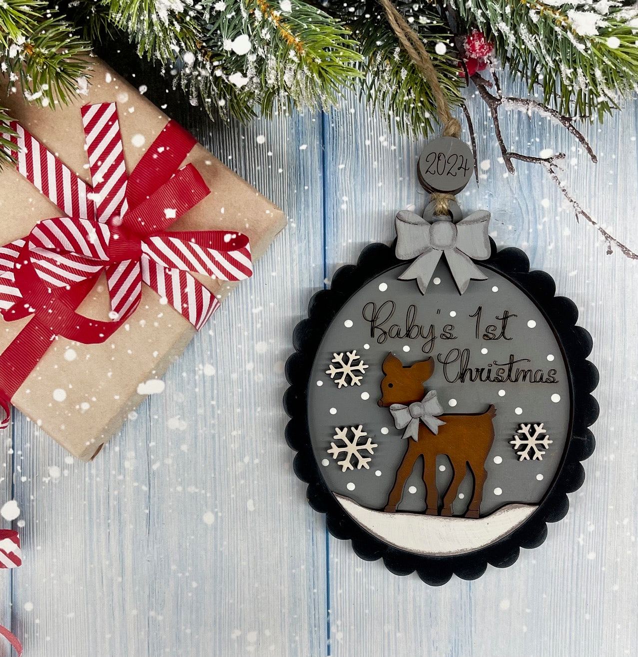 Painted Boy Baby's First Christmas Ornament