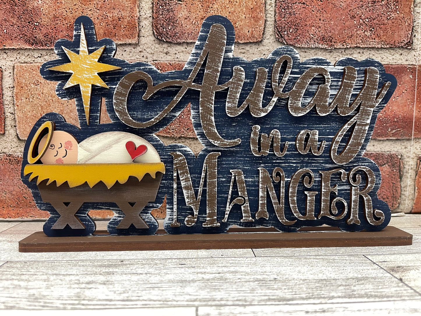 Painted - Large Away in the Manger Word Stander