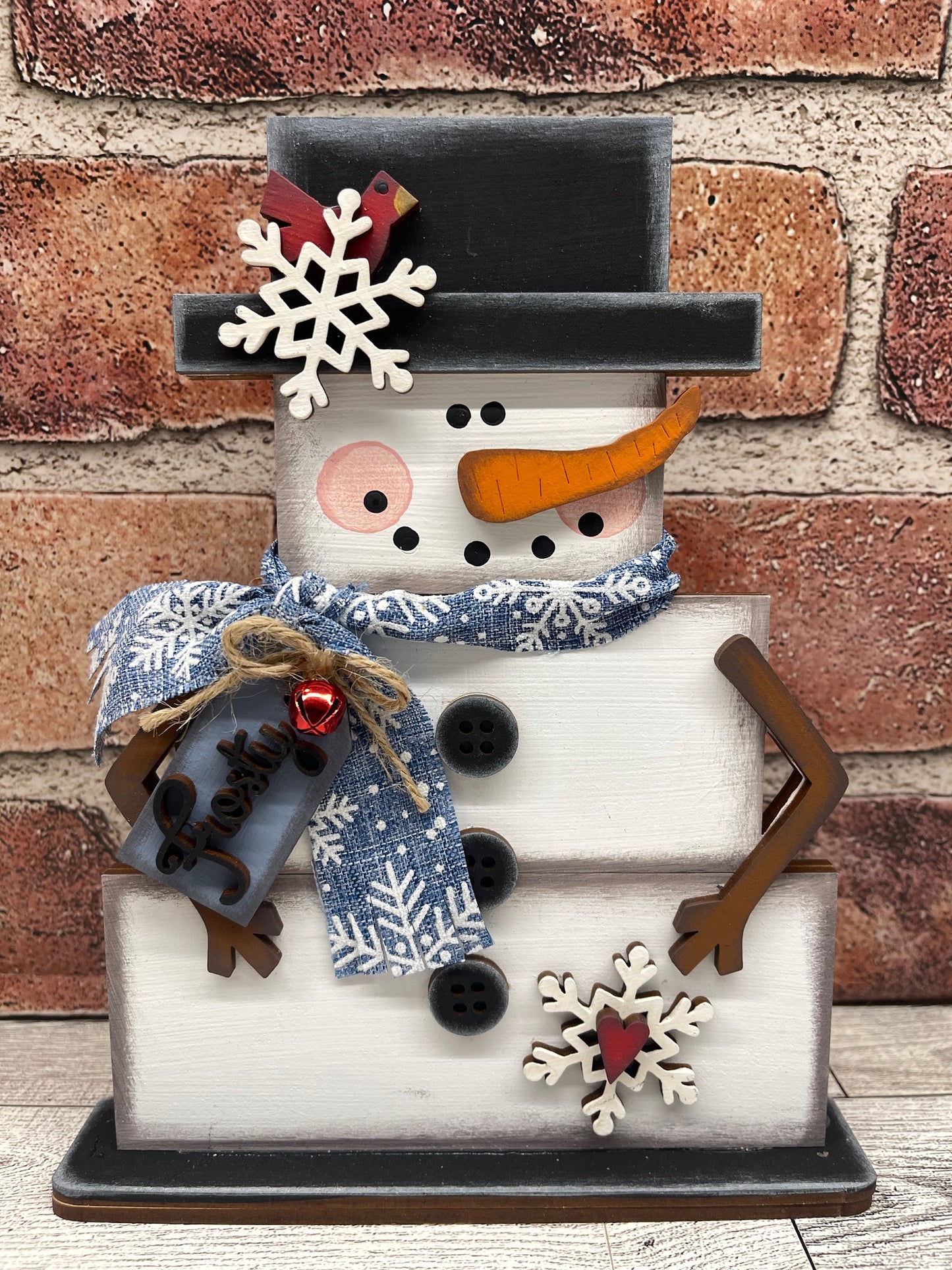 Painted - Block Snowman Stander