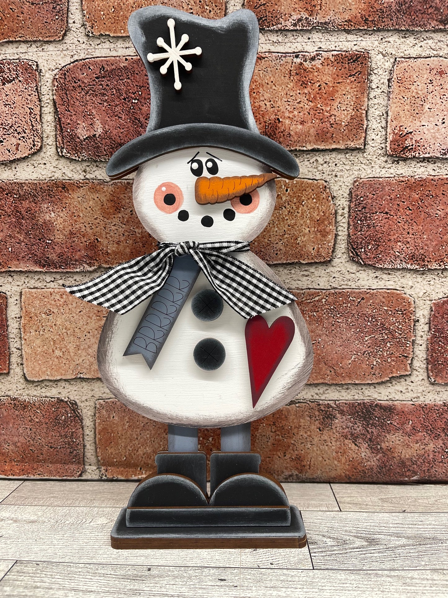 Painted - Prim Snowman Stander
