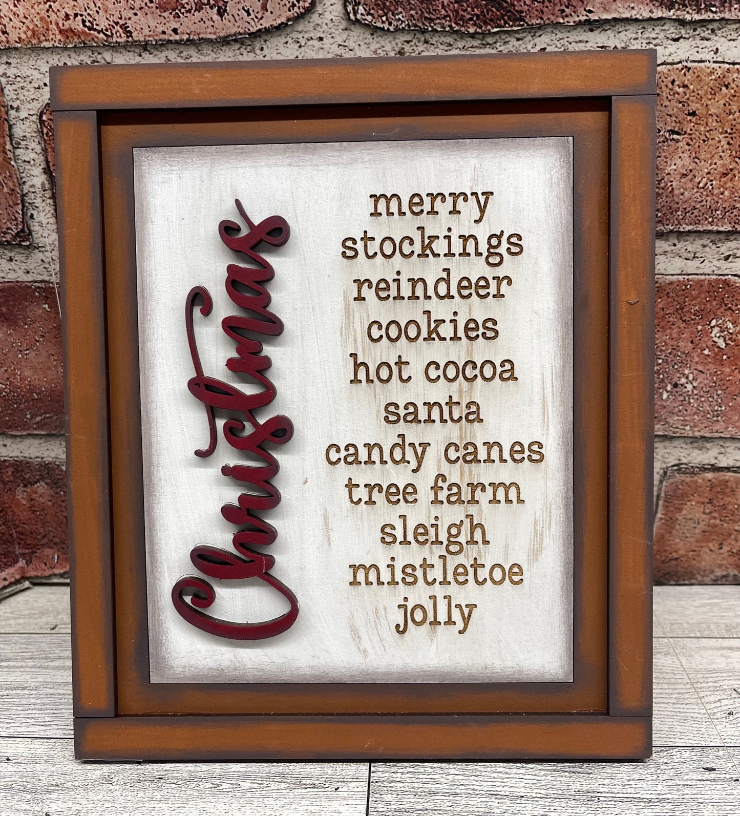 Painted - Christmas descriptions Sign with Changeable Frame