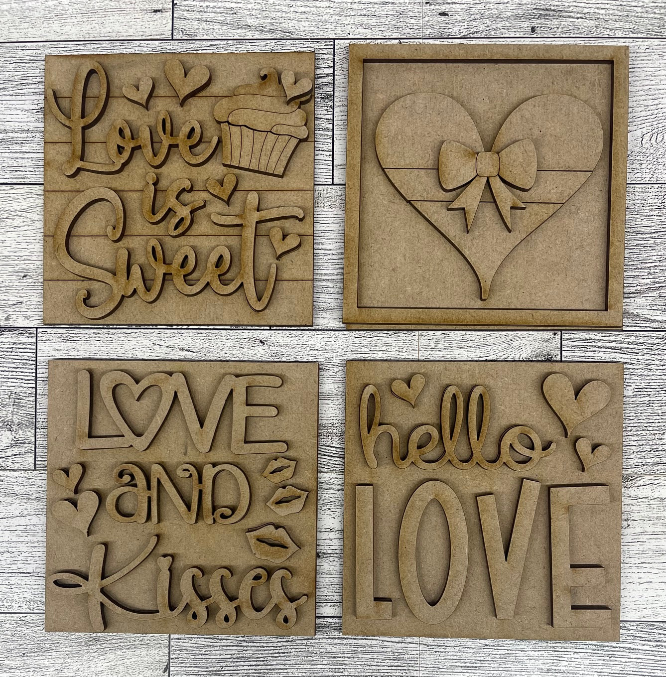 Valentines Leaning ladder inserts and fence cutouts - unpainted wooden cutouts, ready for you to paint (Copy)