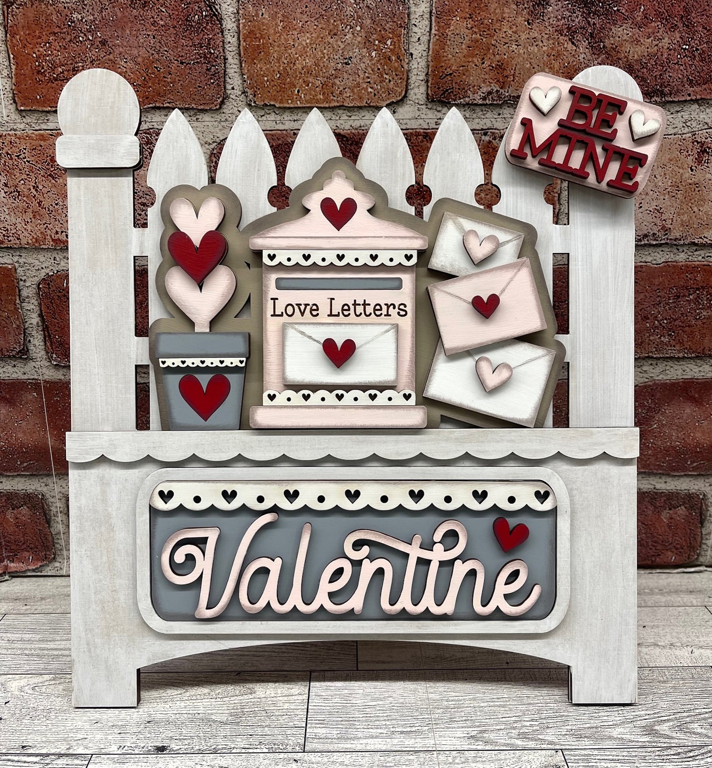 Be Mine Valentine Truck insert only, unpainted wood cutouts, ready for you to paint, does not include truck or fence