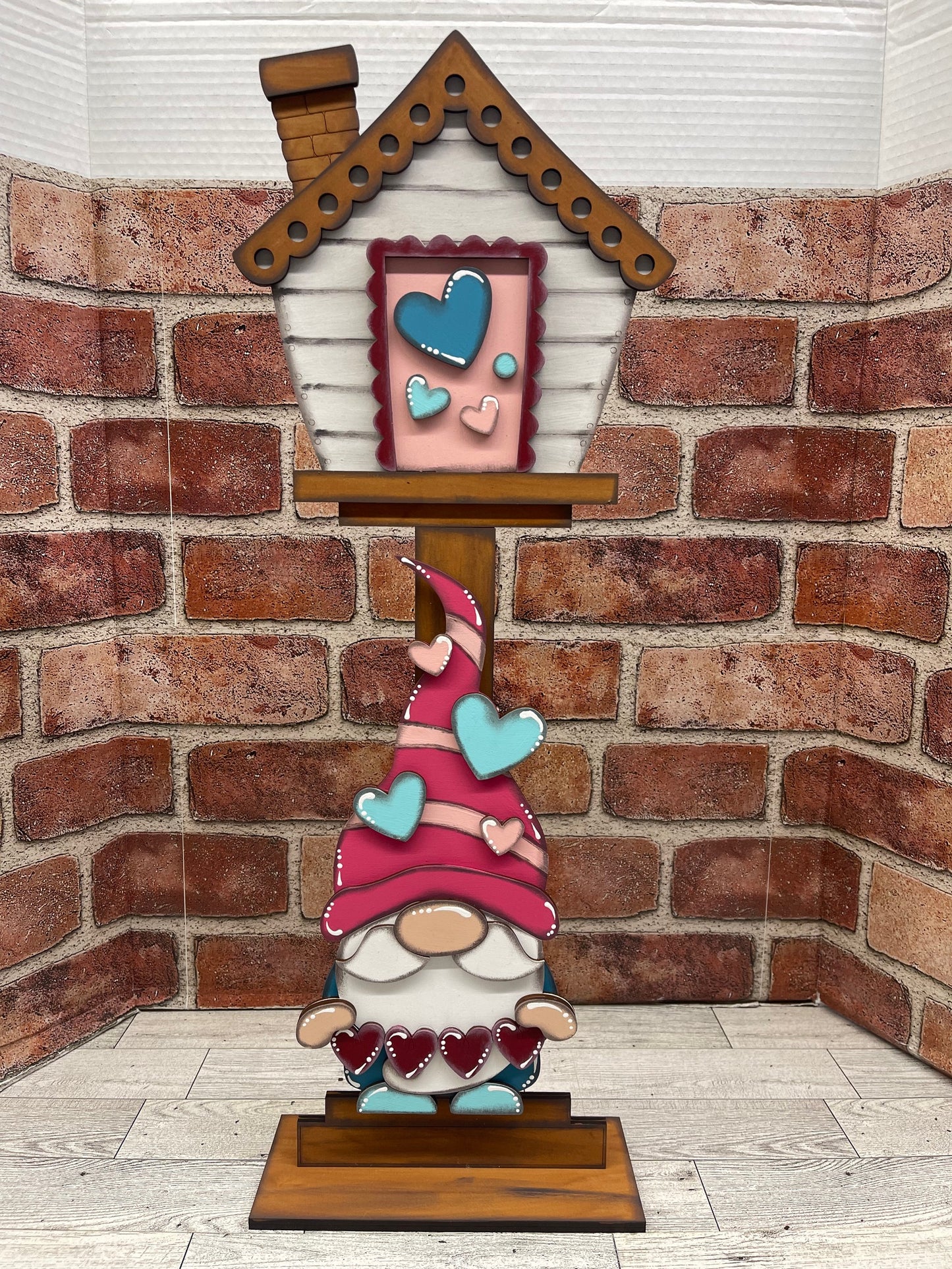 Valentines Gnome Birdhouse changeable standing kit only - wood pieces, unpainted wood cutouts, ready for you to paint, sign backer is not included (Copy)