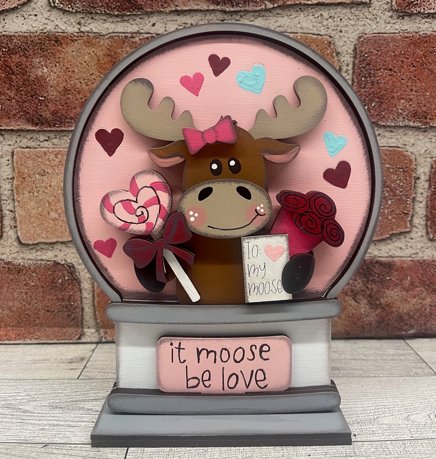 Valentines Moose Water globe cutouts unpainted ready for you to finish
