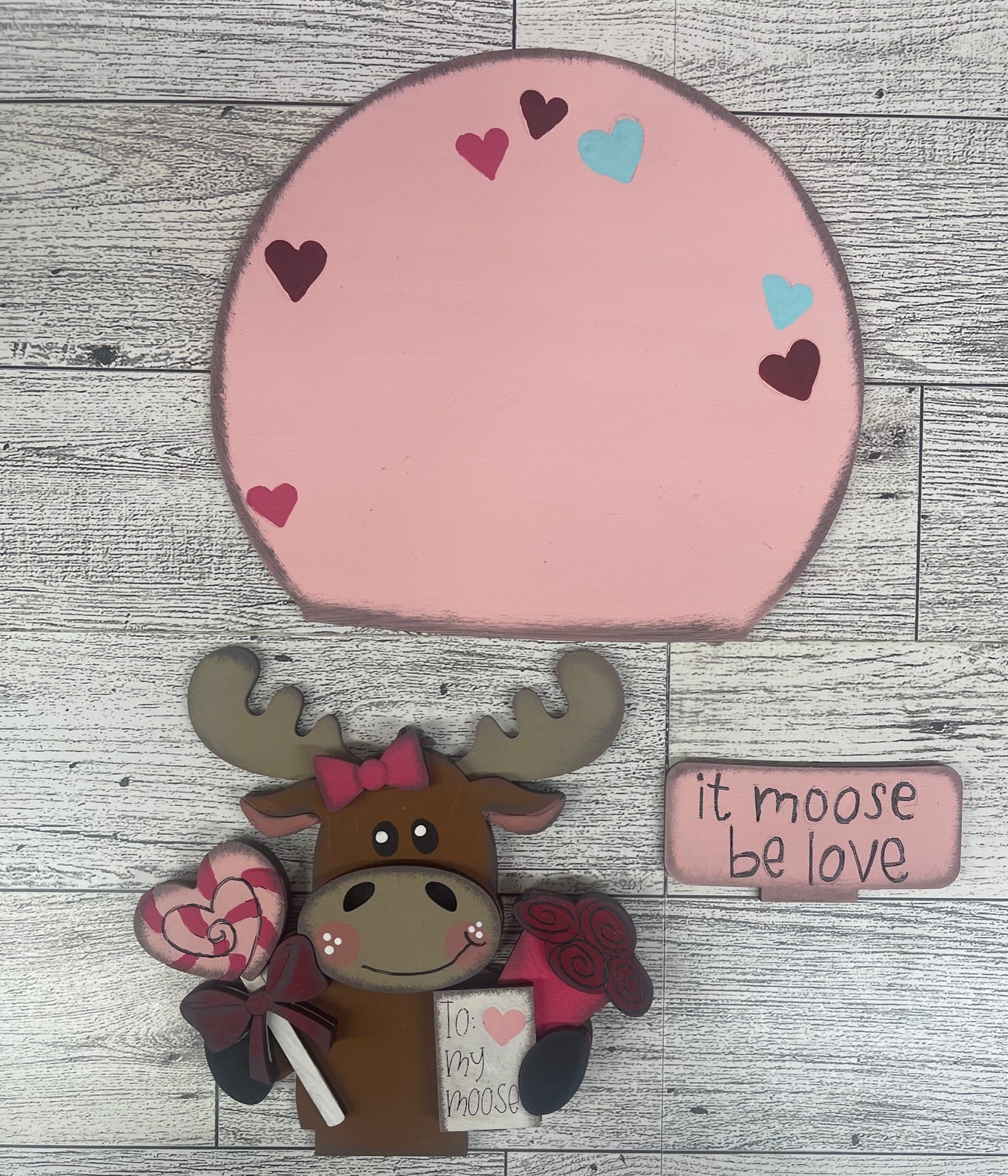 Valentines Moose Water globe cutouts unpainted ready for you to finish