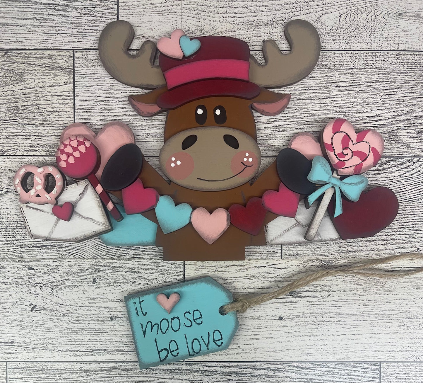 Valentines Moose Basket insert cutouts unpainted ready for you to finish