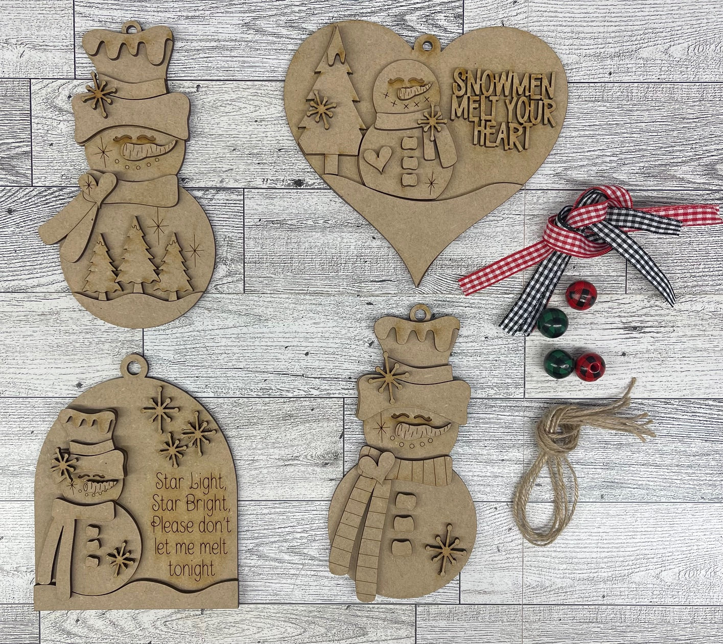 January - Dar's Christmas Craft Club - unpainted wood cutouts, ready for you to paint