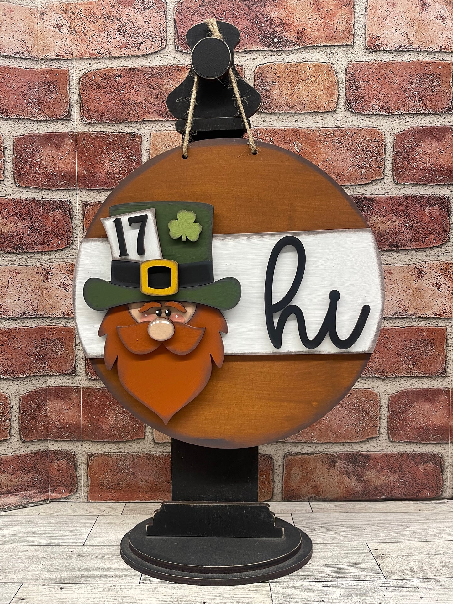 Round St. Patrick's Day - Hi Leprechaun Door Sign cutouts unpainted ready for you to finish