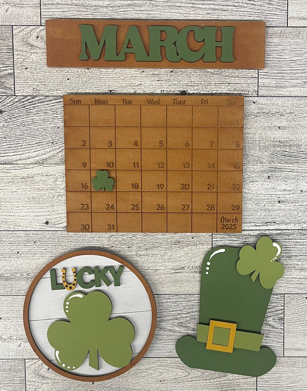 March 2025 Calendar Insert - Unpainted Wood Cutouts