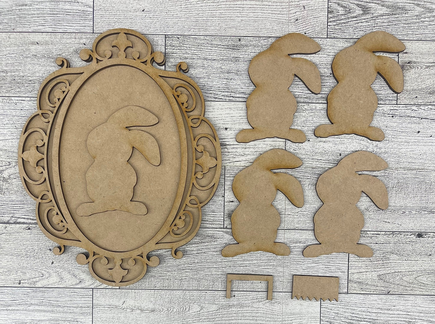 Storybook Bunny Cutouts - Unpainted wood cutouts - ready for you to paint
