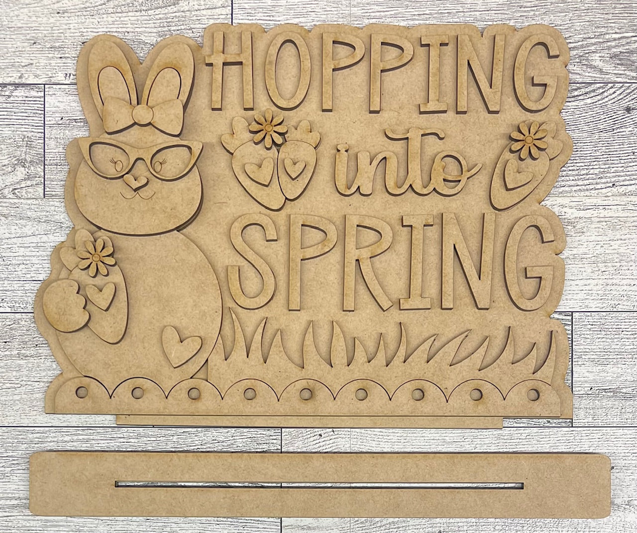 Hopping into Spring Word Stander - unpainted cutouts