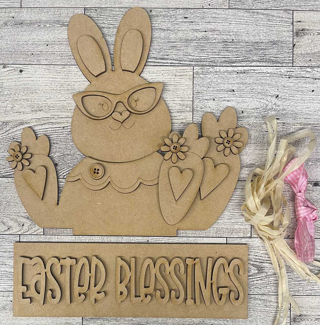 Easter Blessings Insert for Changeable Window Box unpainted wood cutouts, ready for you to paint