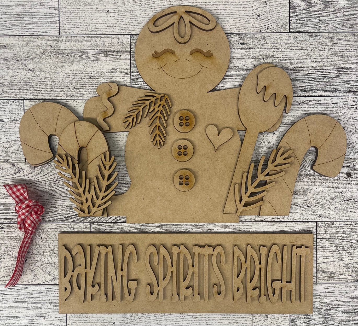 Baking Spirits Bright Gingerbread Man Insert for Changeable Window Box unpainted wood cutouts, ready for you to paint