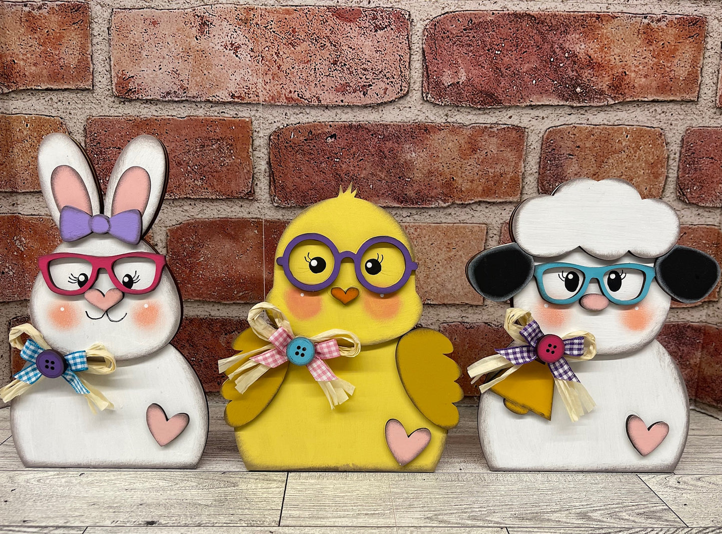 Painted Bunny, Chick & Lamb Easter Stander