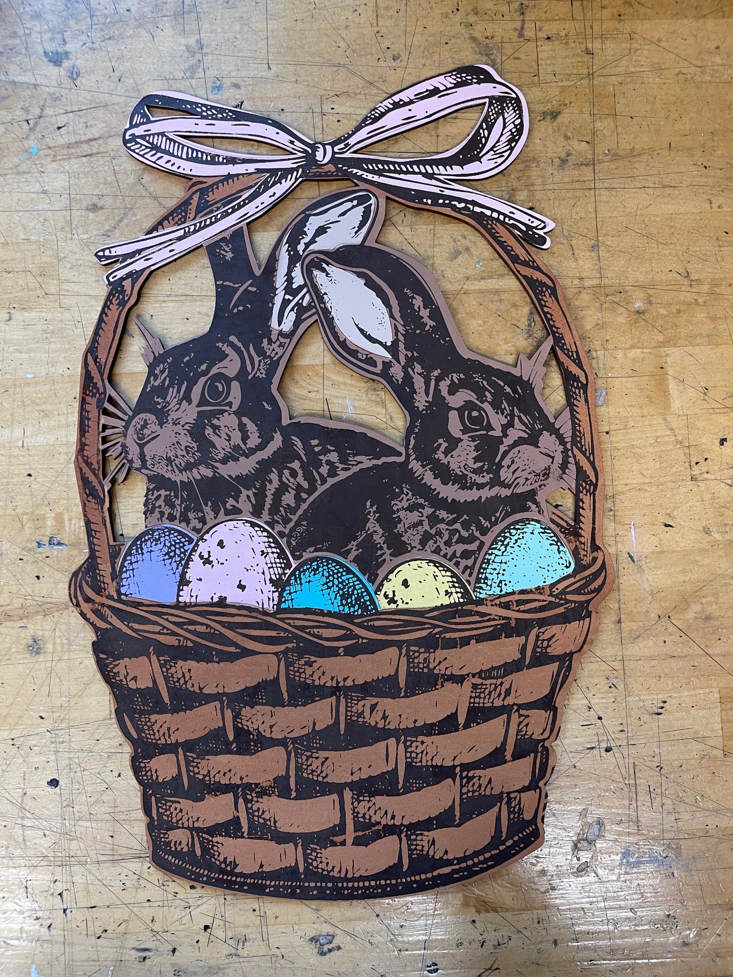 Easter Basket Sign Cutout - unpainted cutouts