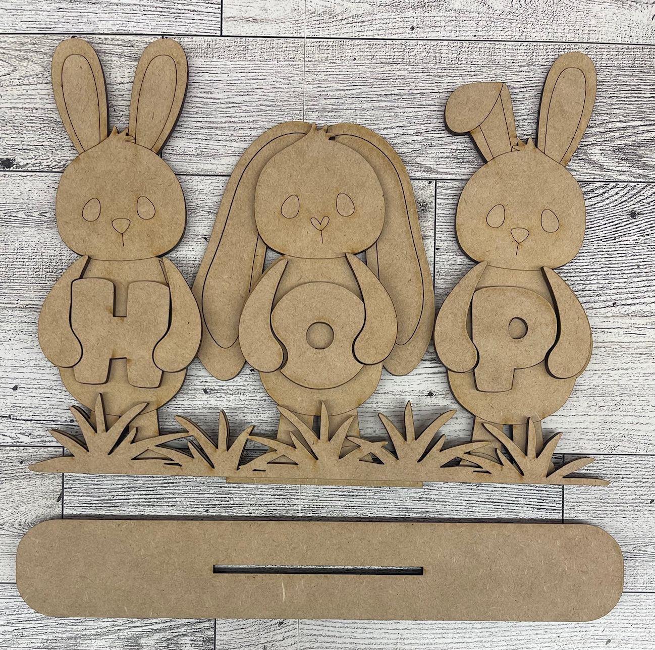 Easter Bunny Trio Hop Stander - Wood Cutouts unpainted ready for you to paint