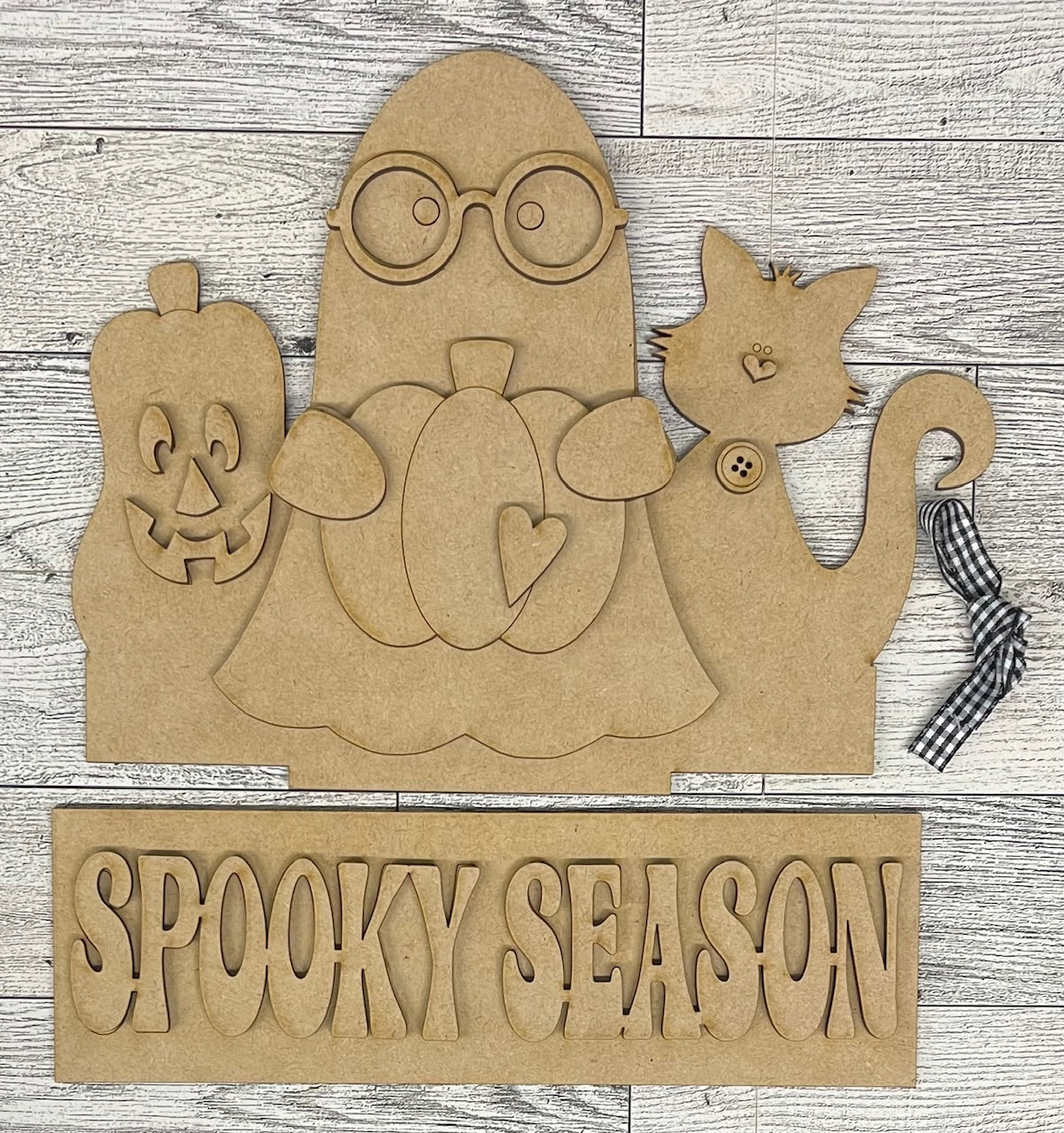 Halloween Boo Insert for Changeable Window Box unpainted wood cutouts, ready for you to paint