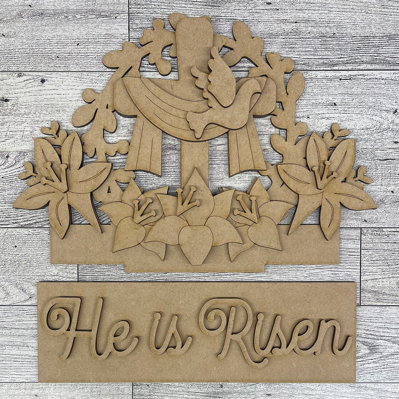He is Risen Insert for Changeable Window Box unpainted wood cutouts, ready for you to paint