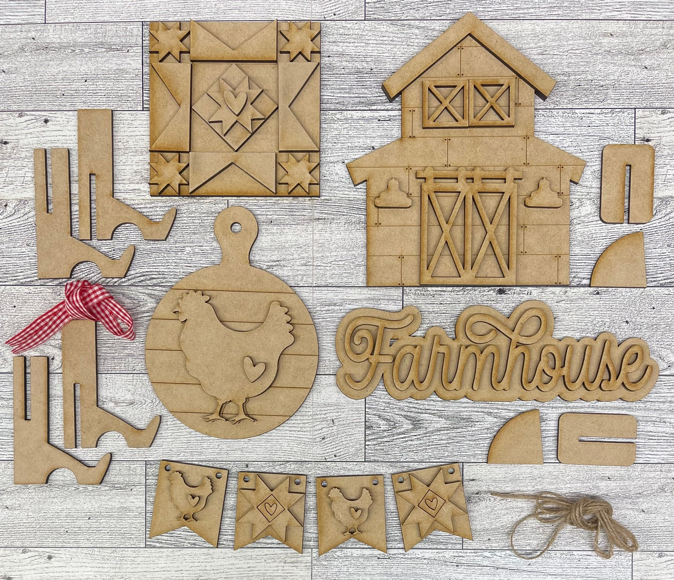 Farmhouse Decor tiered tray set cutouts - unpainted wooden cutouts, ready for you to paint (Copy)