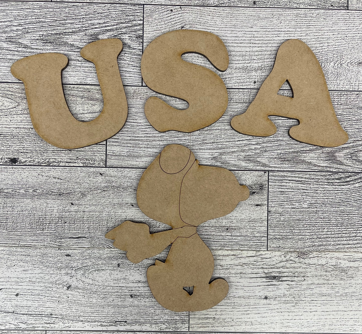 Snoopy USA - Patriotic - Cutout unpainted wood ready for you to paint (sign not included)