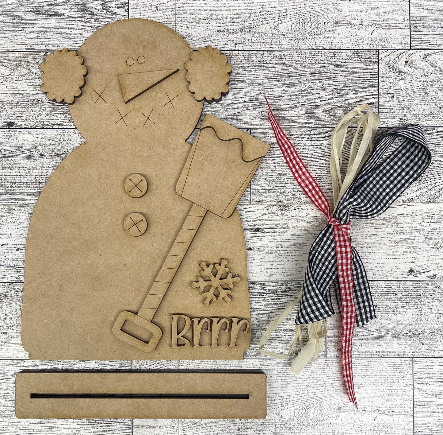 May - Add On Prim Snowman stander - unpainted wood cutouts, ready for you to paint