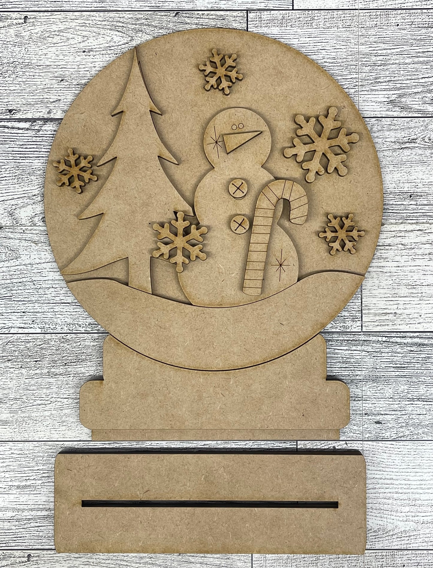 May - Add On Prim Snow Globe stander - unpainted wood cutouts, ready for you to paint