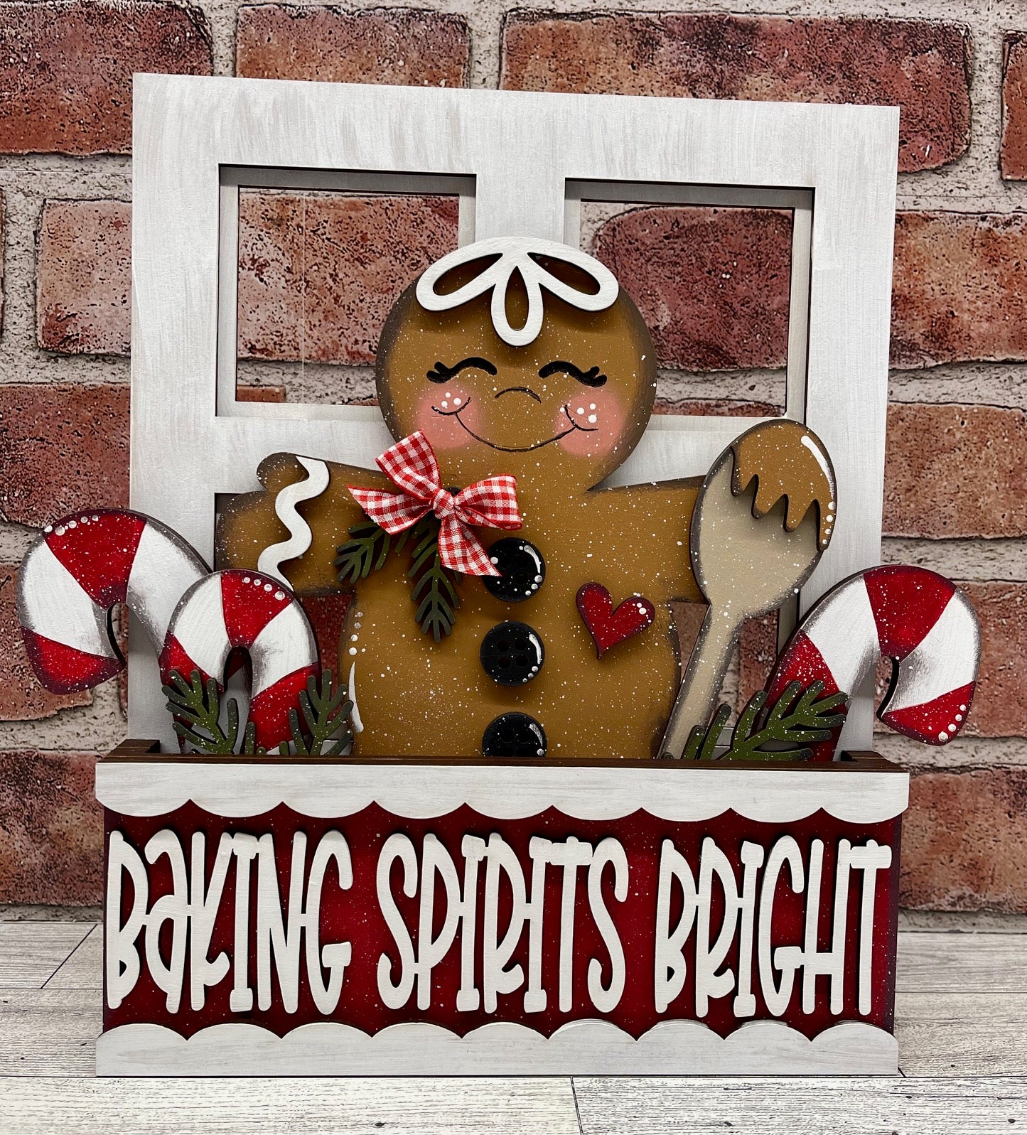Baking Spirits Bright Gingerbread Man Insert for Changeable Window Box unpainted wood cutouts, ready for you to paint