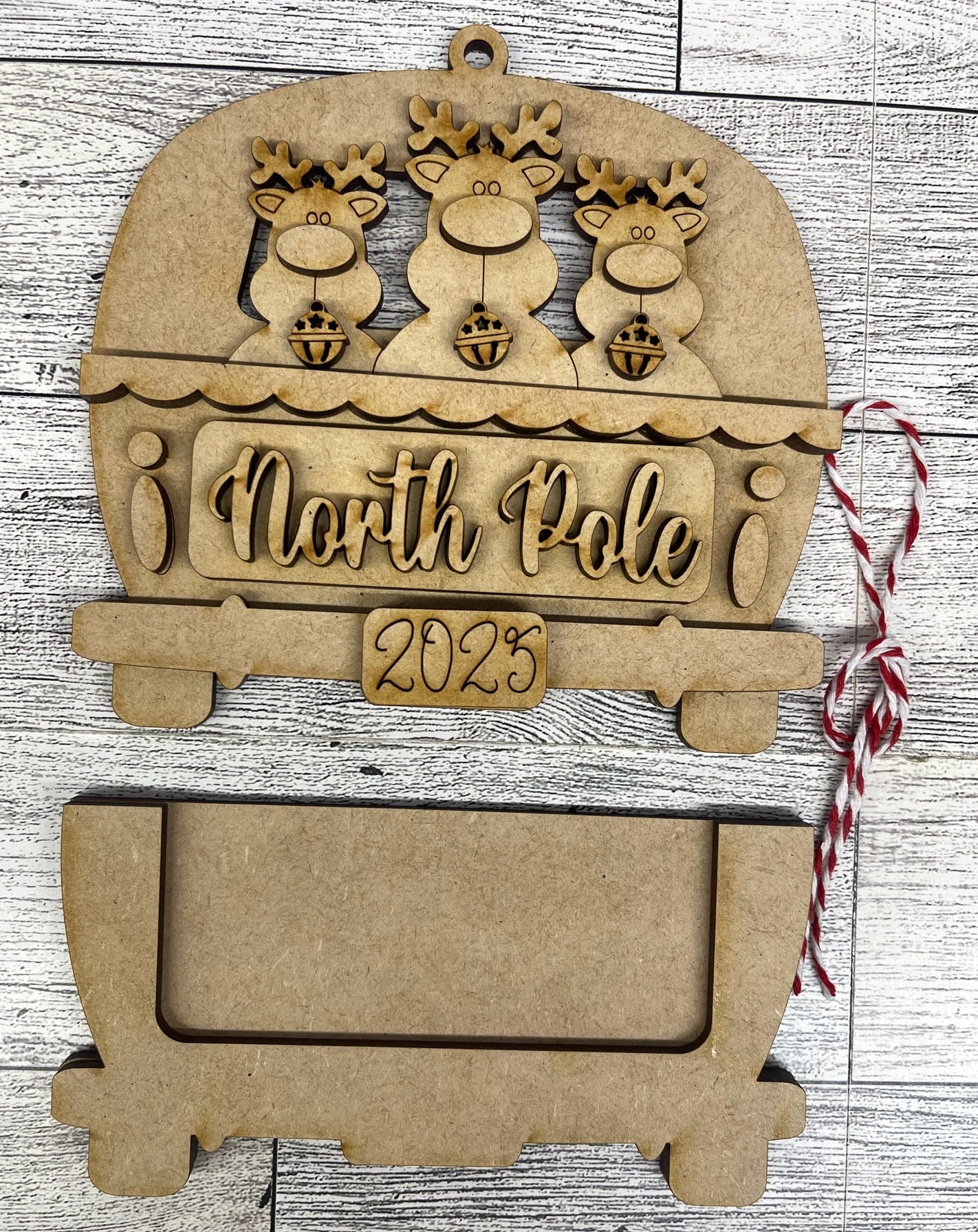 Christmas Trailer Ornament set of 2 cutouts - gift card holder - unpainted wooden cutouts, ready for you to paint