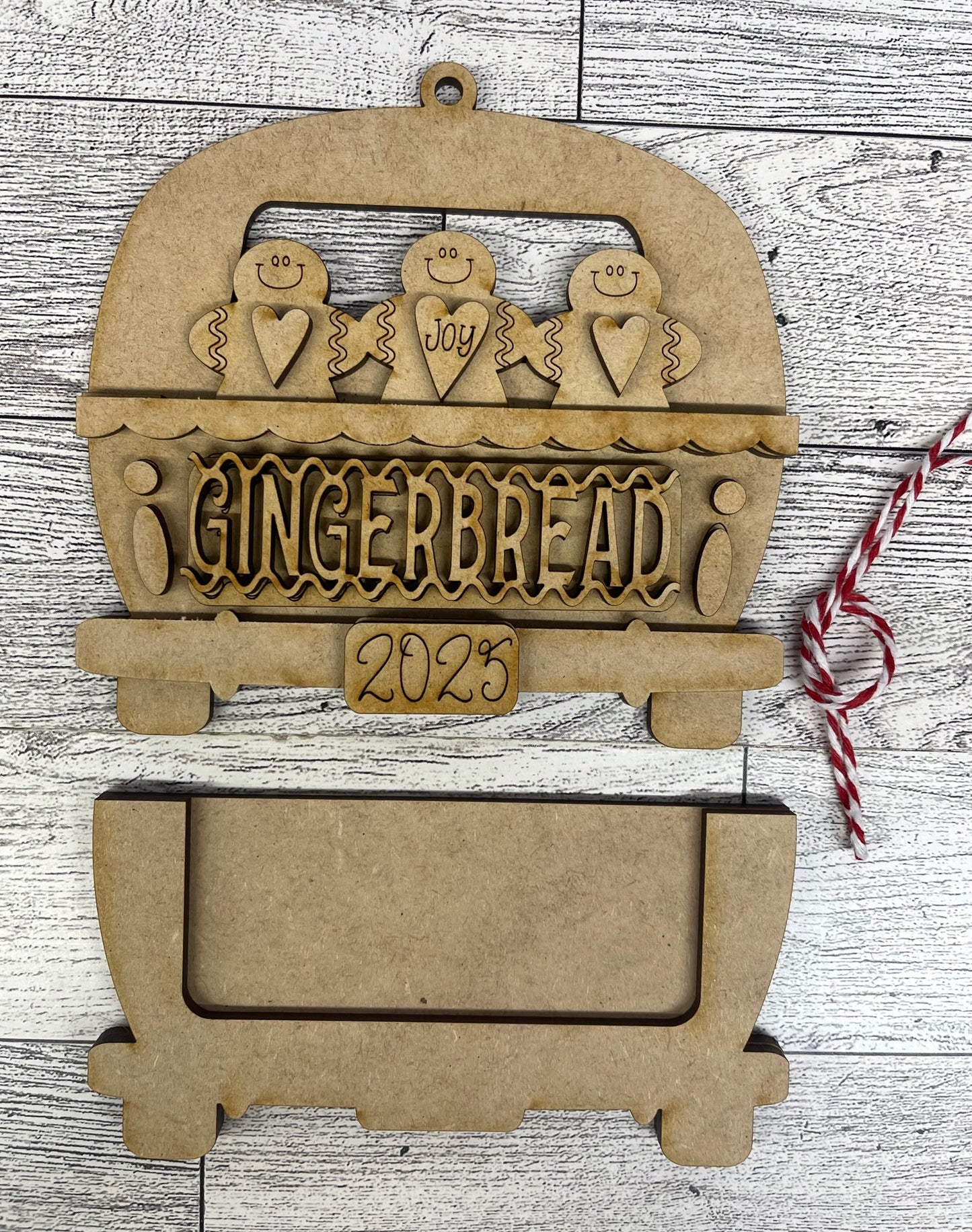 Christmas Trailer Ornament set of 2 cutouts - gift card holder - unpainted wooden cutouts, ready for you to paint