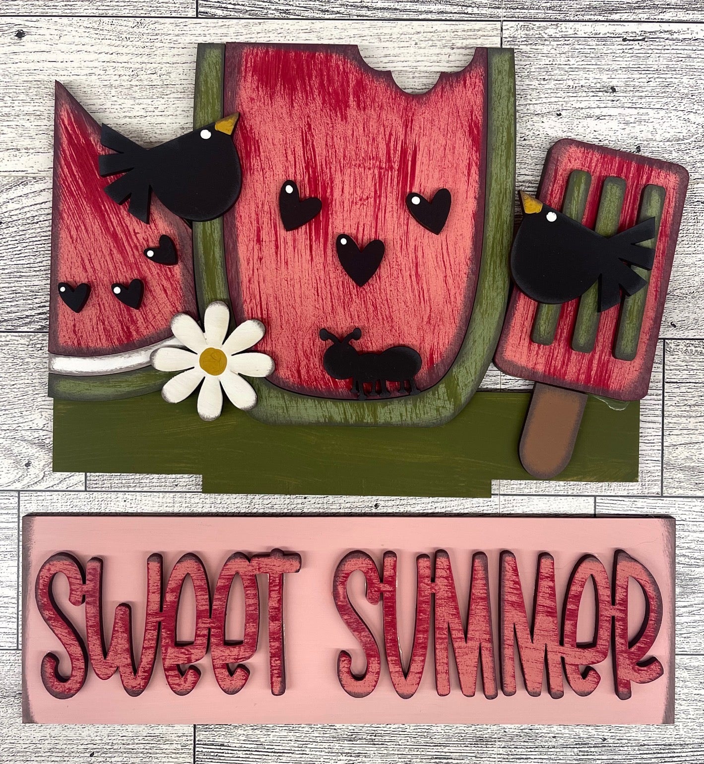 Sweet Summer Insert for Changeable Window Box unpainted wood cutouts, ready for you to paint