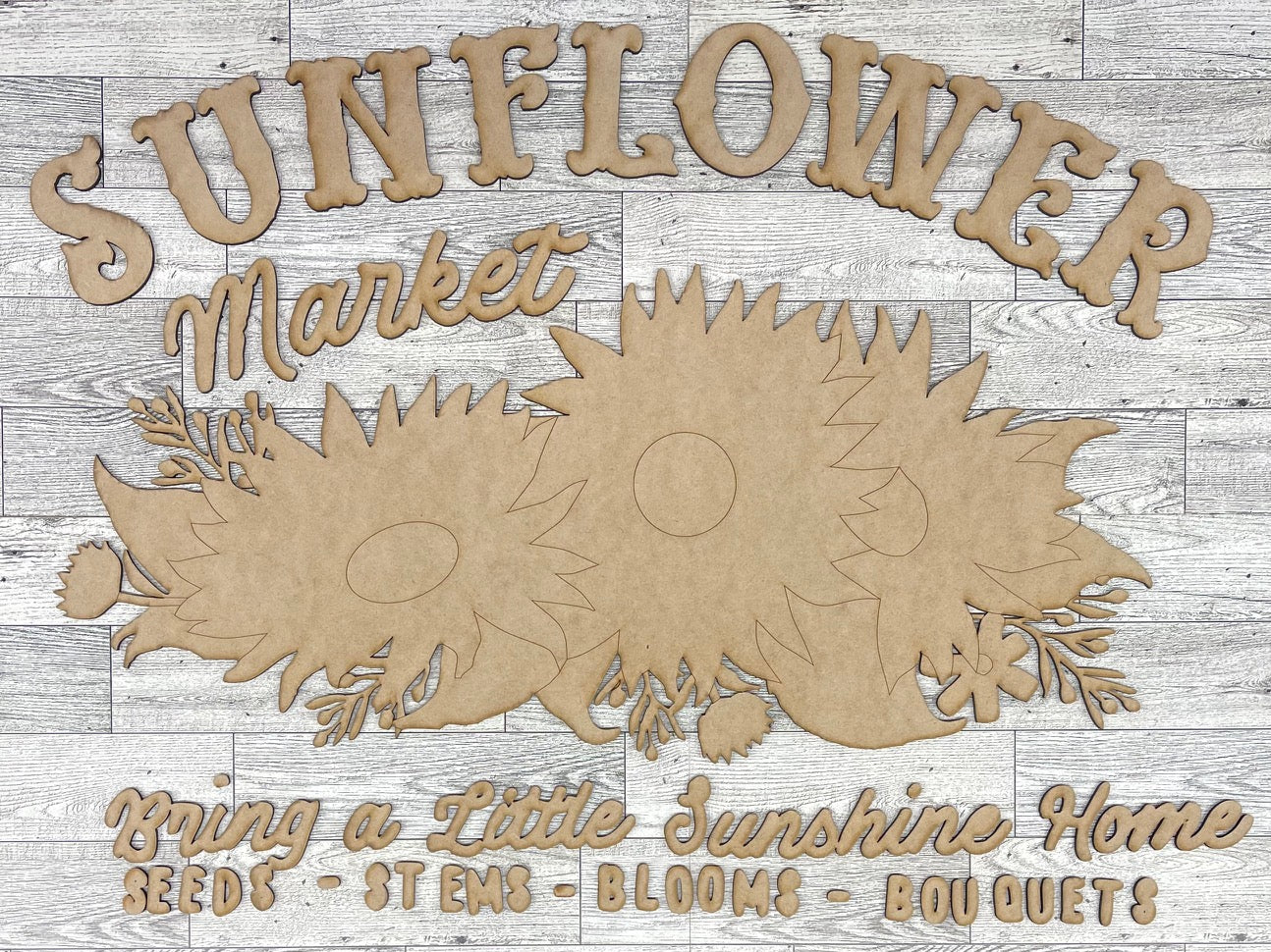 Sunflower Market cutouts - unpainted wooden cutouts, ready for you to paint