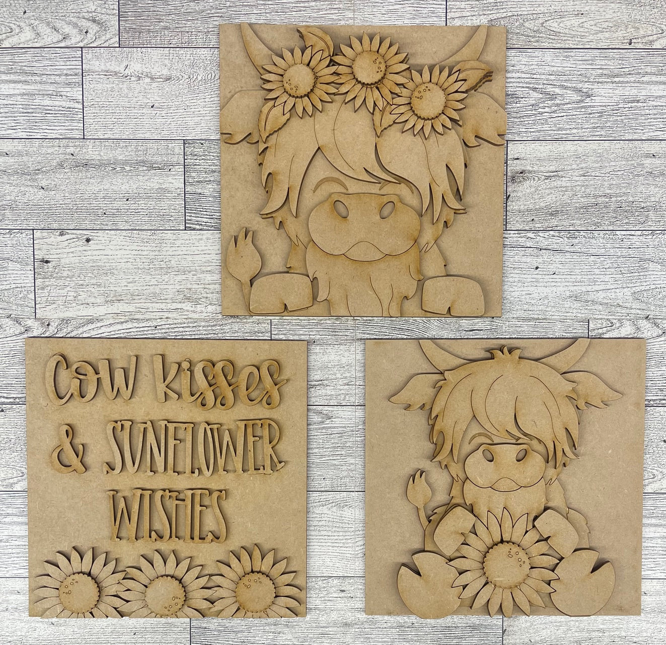 Both July 2025 Insert and blocks only - July Craft Kit - Hello Door Sign Insert and House Ladder Blocks Only unpainted cutouts, Bonus Sunflower Gnome Kit- doesn't include the door sign backer and house leaning ladder