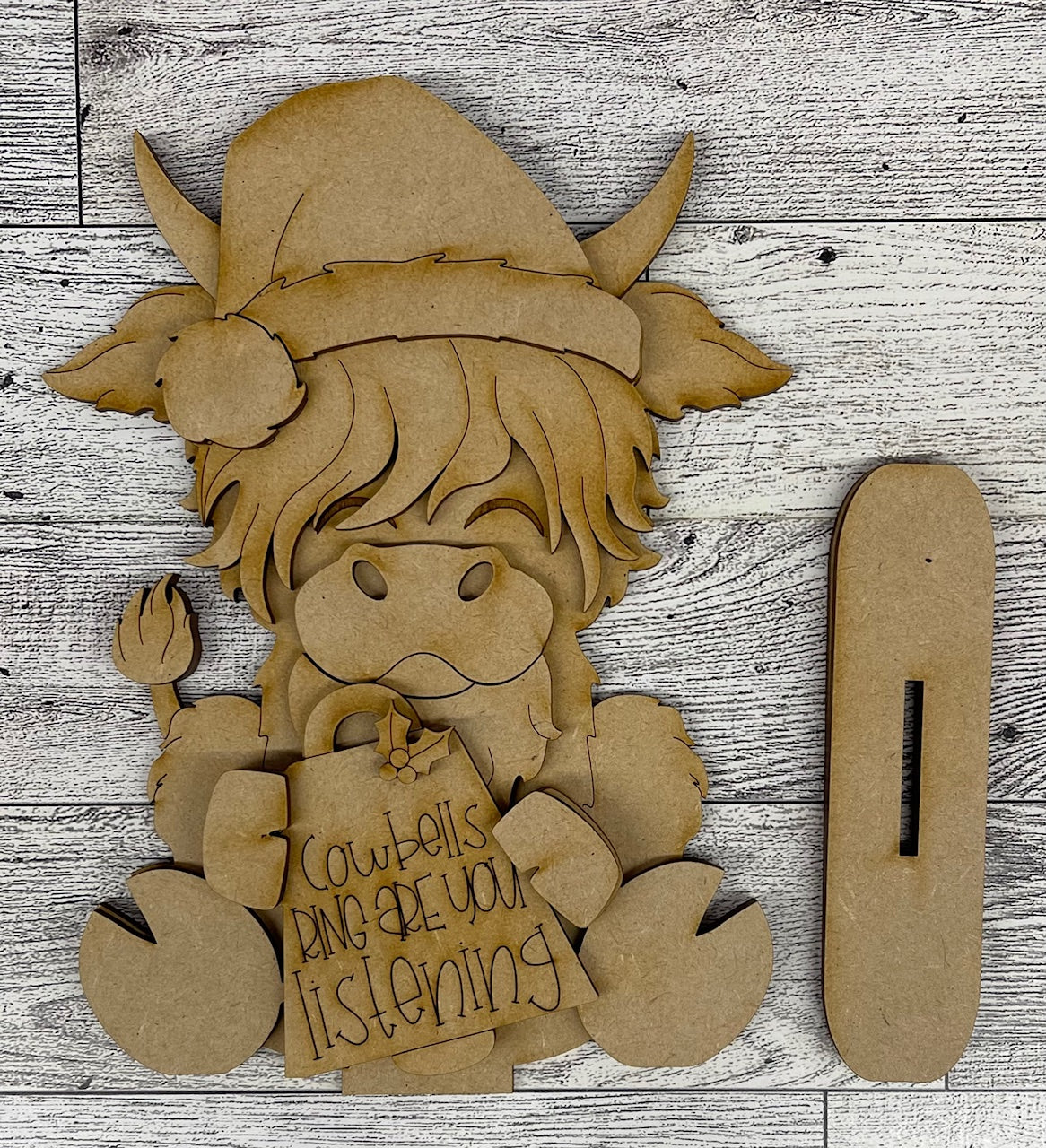Day 7 - Christmas in July - Highland Cow Santa Stander - wood cutouts