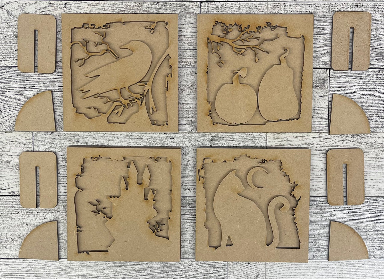 Spooky Scenes cutouts - unpainted wooden cutouts, ready for you to paint