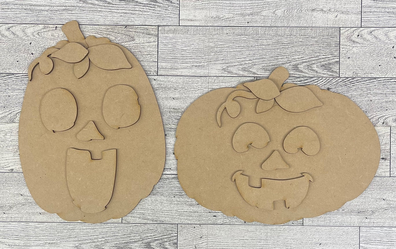 Pumpkin Pair cutouts - unpainted wooden cutouts, ready for you to paint