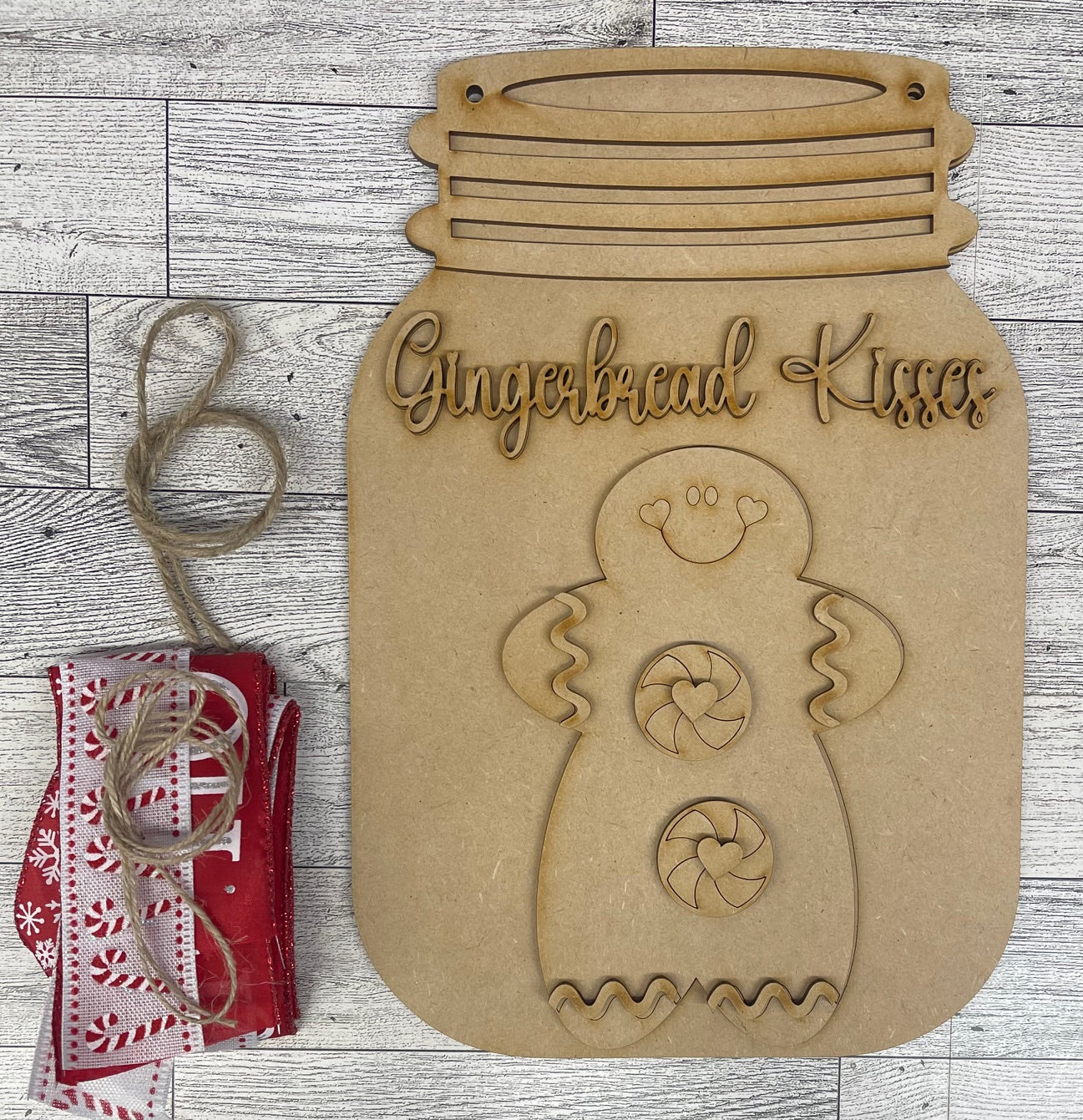 Day 8 - Christmas in July - Gingerbread Mason Jar Door Sign Cutouts - Ready for you to paint