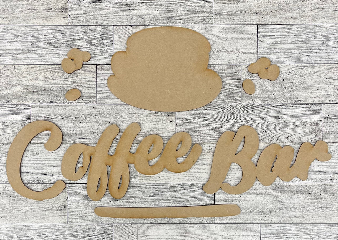 Love is Brewing - Coffee Bar cutouts - unpainted wooden cutouts, ready for you to paint