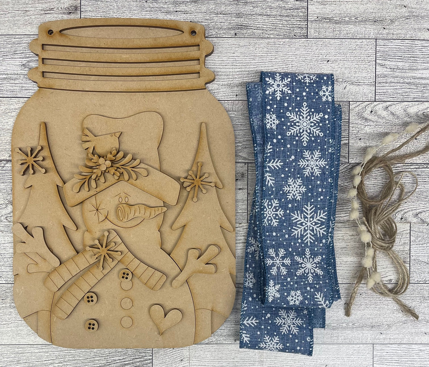 Day 13 - Christmas in July - Snowman Mason Jar Door Sign - Ready for you to paint