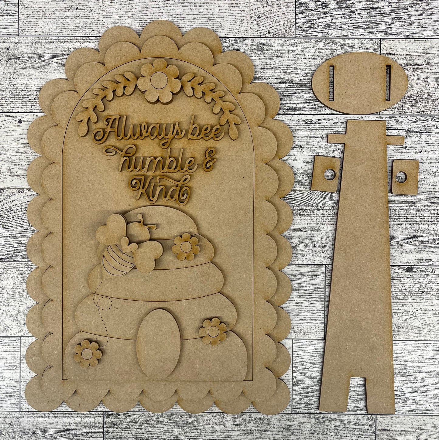 Always Bee Humble & Kind Arch Frame Insert cutouts - unpainted wooden cutouts, ready for you to paint