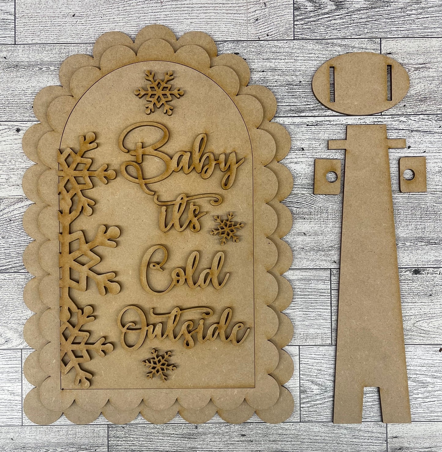 Baby it's Cold Outside Head Arch Frame Insert cutouts - unpainted wooden cutouts, ready for you to paint