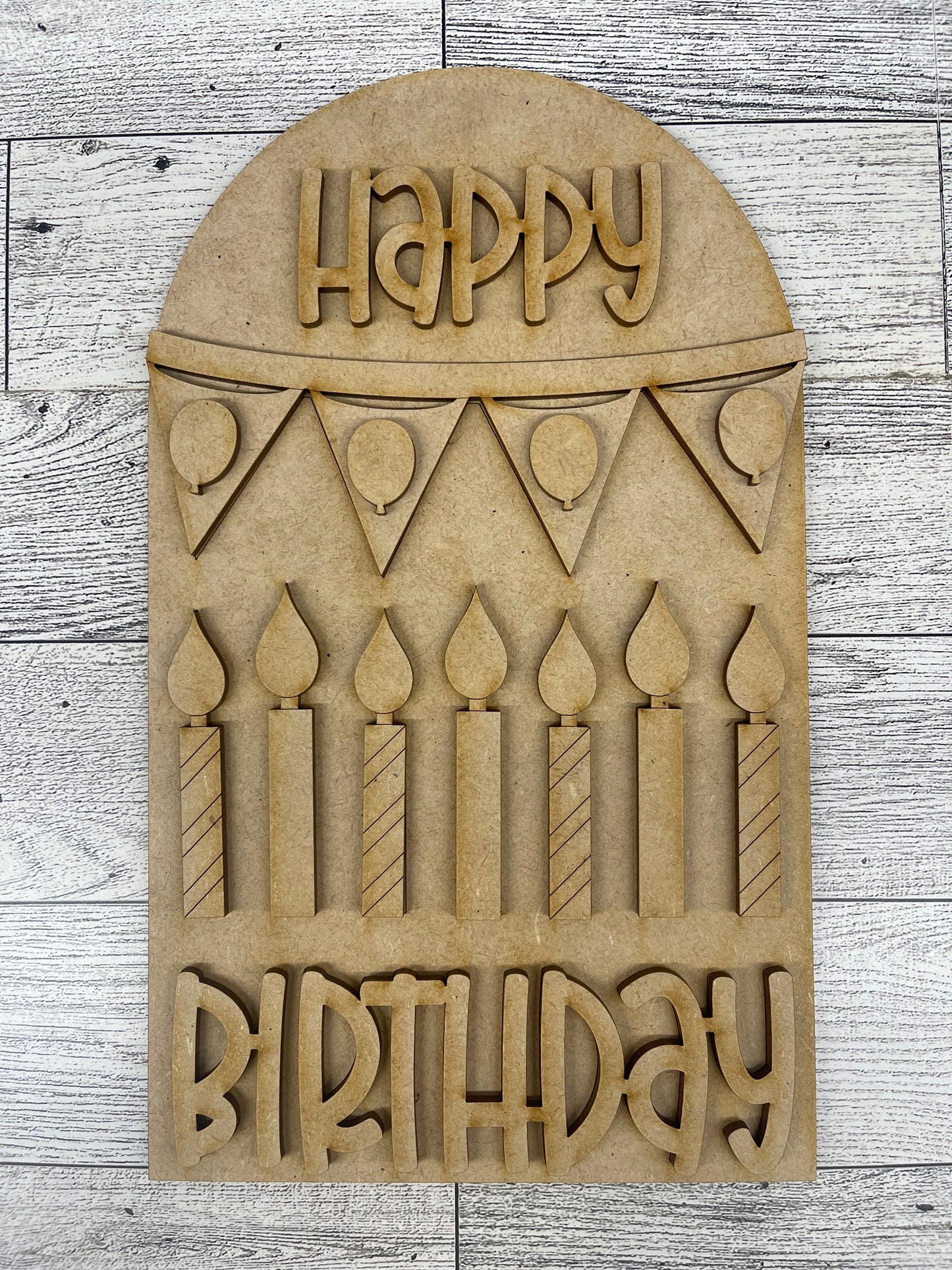 Happy Birthday Arch Frame Insert cutouts - unpainted wooden cutouts, ready for you to paint