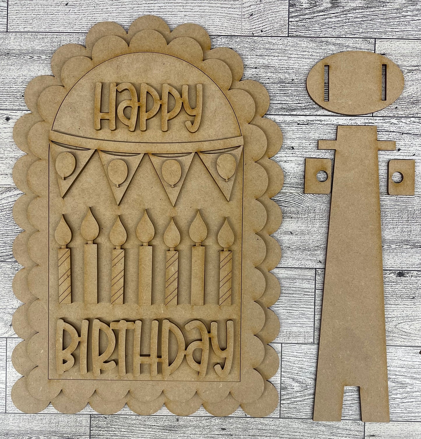 Happy Birthday Arch Frame Insert cutouts - unpainted wooden cutouts, ready for you to paint
