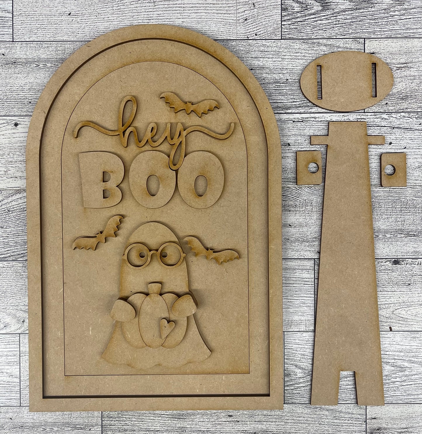 Hey Boo - Halloween Frame Insert cutouts - unpainted wooden cutouts, ready for you to paint