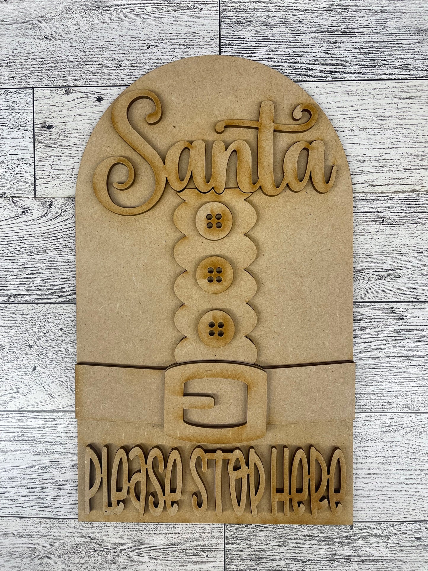 Santa Please Stop Here Arch Frame Insert cutouts - unpainted wooden cutouts, ready for you to paint